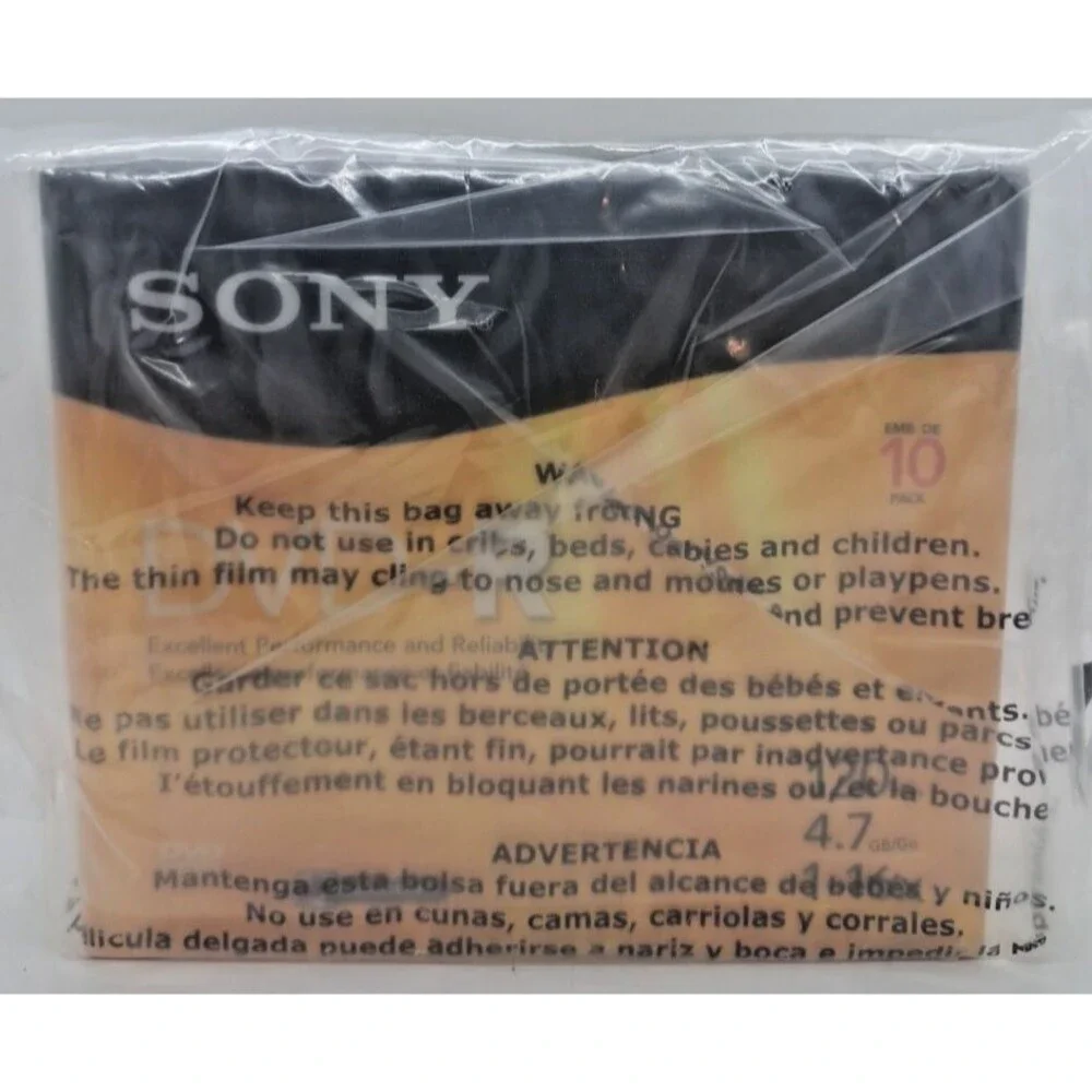 Sony DVD-R DVD Recordable Disc 10 Pk 120 Min. Sealed NEW